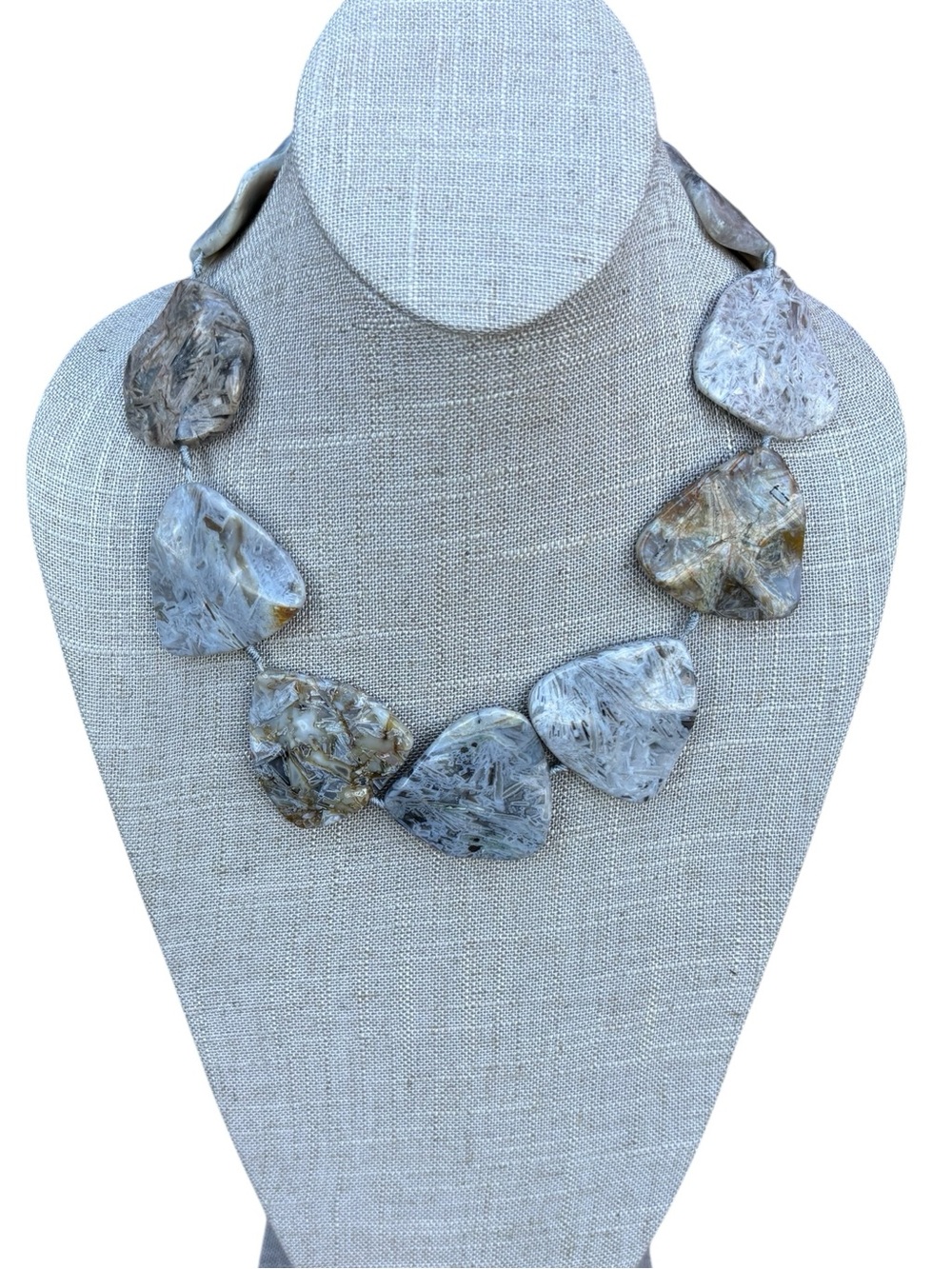 NEST Fossil Coral Necklace Natural Stone Silver Hardware Original Box NWOT